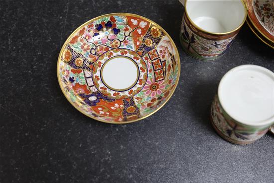 Two Flight, Barr and Barr Imari pattern trios, c.1820, D. 14cm (8)